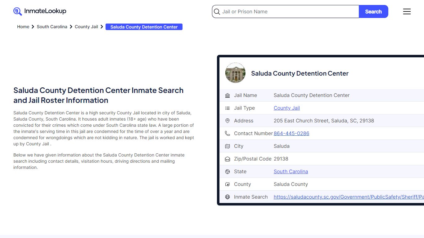 Saluda County Detention Center Inmate Search, Jail ... - Inmate Lookup
